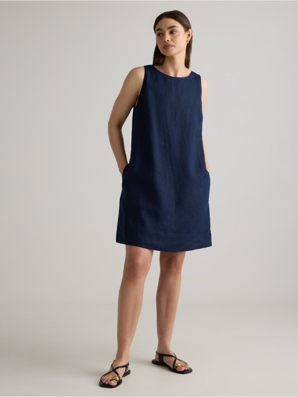 Quince Navy Sleeveless Shift Mini Dress